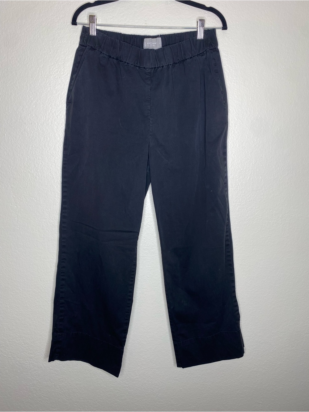 Everlane Black Elastic Waist Straight-Leg Pants